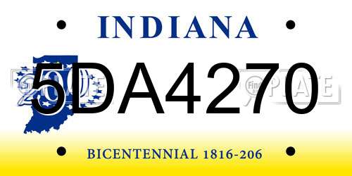 5DA4270 Indiana License Plate
