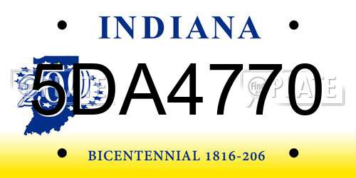 5DA4770 Indiana License Plate