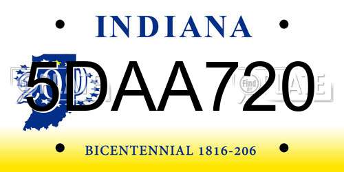 5DAA720 Indiana License Plate