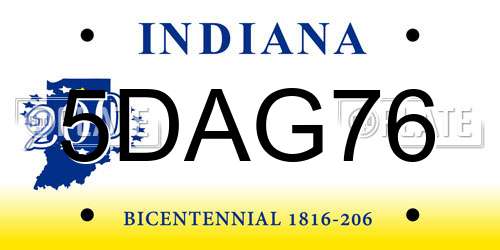 5DAG76 Indiana License Plate