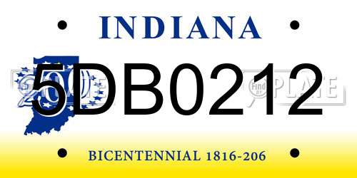 5DB0212 Indiana License Plate