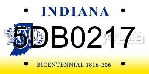 5DB0217 Indiana License Plate