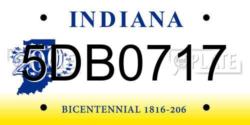 5DB0717 Indiana License Plate