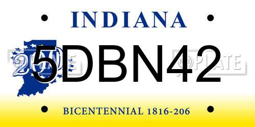 5DBN42 Indiana License Plate