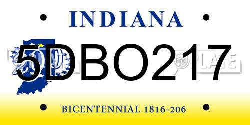 5DBO217 Indiana License Plate