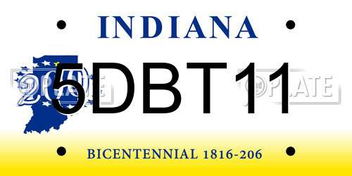 5DBT11 Indiana License Plate