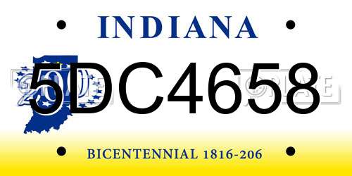 5DC4658 Indiana License Plate
