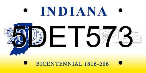 5DET573 Indiana License Plate