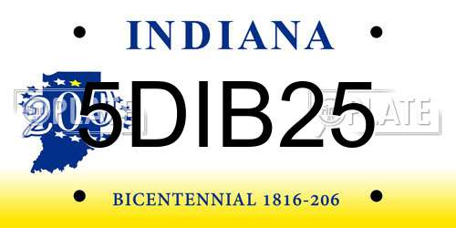5DIB25 Indiana License Plate