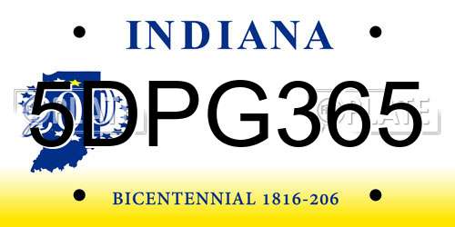 5DPG365 Indiana License Plate