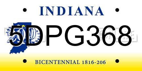 5DPG368 Indiana License Plate