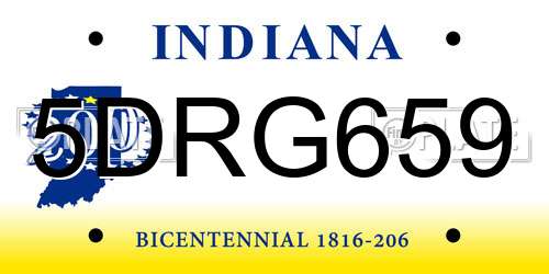 5DRG659 Indiana License Plate