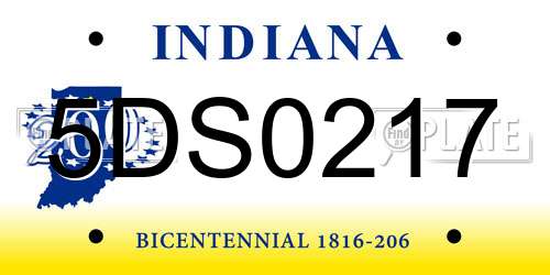 5DS0217 Indiana License Plate