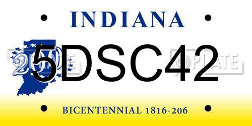 5DSC42 Indiana License Plate