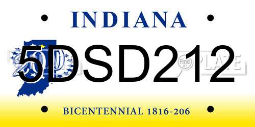 5DSD212 Indiana License Plate