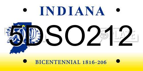 5DSO212 Indiana License Plate