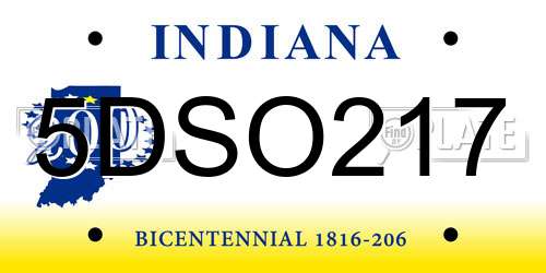 5DSO217 Indiana License Plate