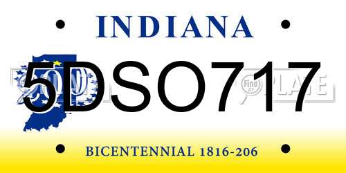 5DSO717 Indiana License Plate