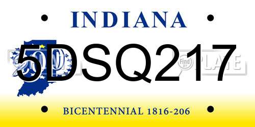 5DSQ217 Indiana License Plate