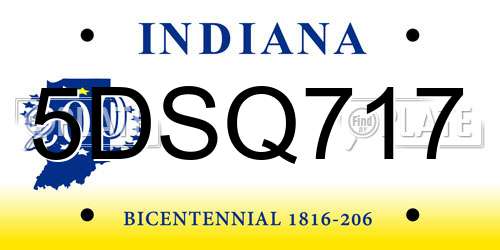5DSQ717 Indiana License Plate