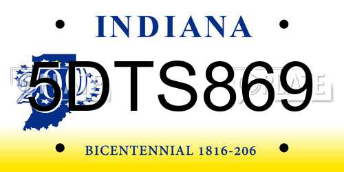 5DTS869 Indiana License Plate