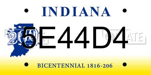 5E44D4 Indiana License Plate