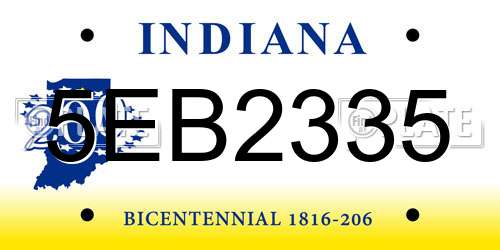 5EB2335 Indiana License Plate
