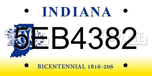 5EB4382 Indiana License Plate