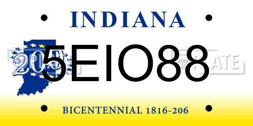 5EIO88 Indiana License Plate