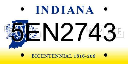5EN2743 Indiana License Plate