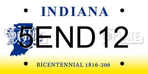 5END12 Indiana License Plate