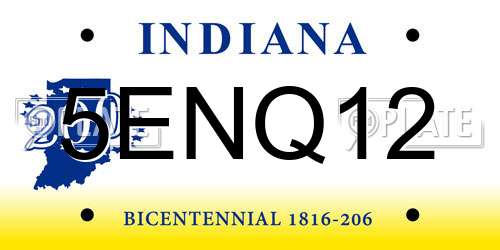5ENQ12 Indiana License Plate