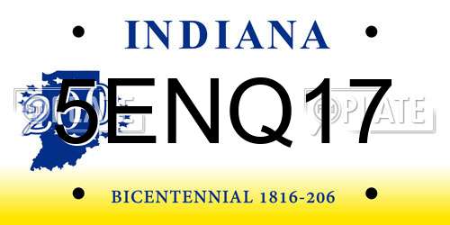 5ENQ17 Indiana License Plate