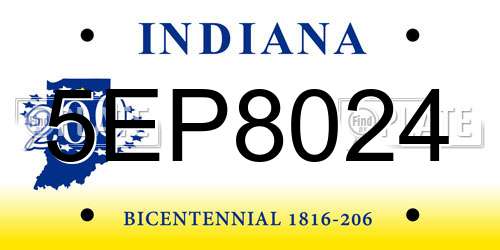 5EP8024 Indiana License Plate