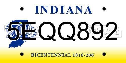 5EQQ892 Indiana License Plate