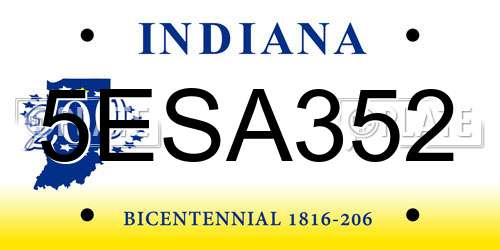 5ESA352 Indiana License Plate