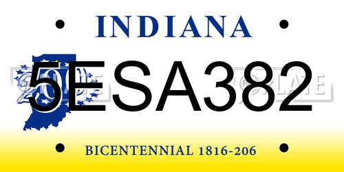 5ESA382 Indiana License Plate