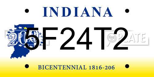 5F24T2 Indiana License Plate