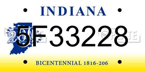 5F33228 Indiana License Plate