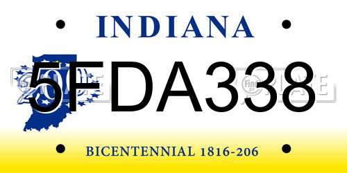 5FDA338 Indiana License Plate