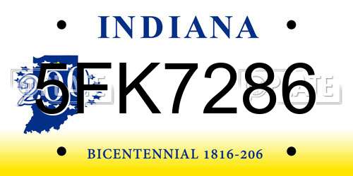5FK7286 Indiana License Plate