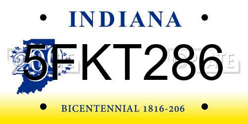 5FKT286 Indiana License Plate
