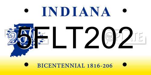 5FLT202 Indiana License Plate