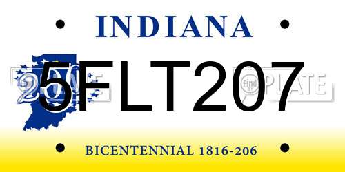 5FLT207 Indiana License Plate