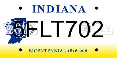 5FLT702 Indiana License Plate