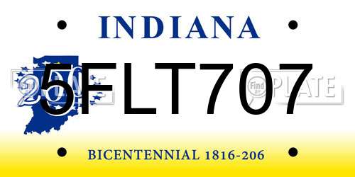 5FLT707 Indiana License Plate
