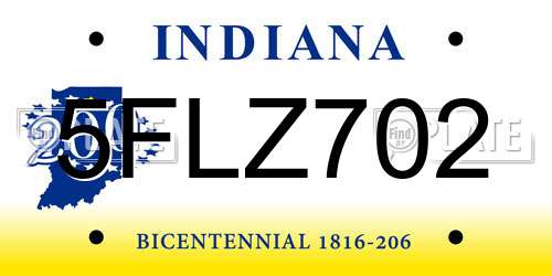 5FLZ702 Indiana License Plate