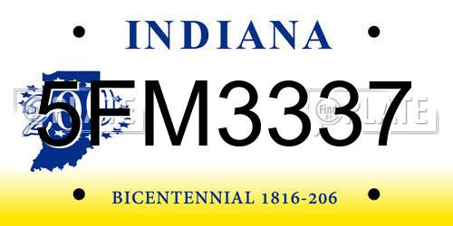 5FM3337 Indiana License Plate