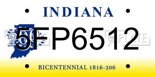 5FP6512 Indiana License Plate