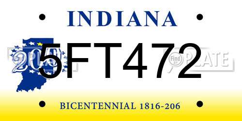 5FT472 Indiana License Plate